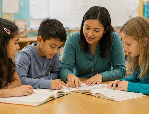 Tutor and students making progress together